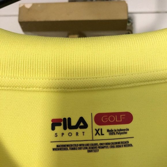 Fila Sport Mens Size XL Extra Large Short Sleeves Shirt Golf Yellow Polo - Picture 2 of 5